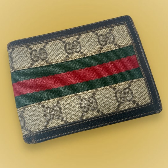 Gucci Vintage Ophelia GG coated Canvas Leather Bifold Wallet - Picture 1 of 7